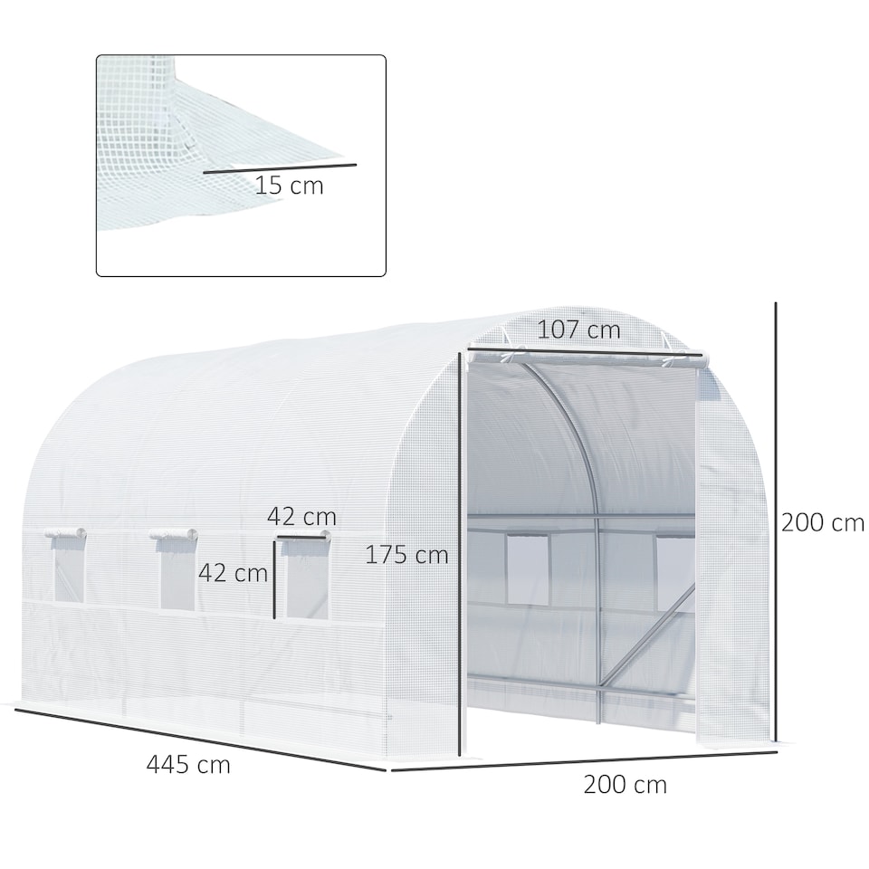 image 1 of Outsunny 4.5 x 2M Walk-in Polytunnel Greenhouse for Garden, Galvanised Steel