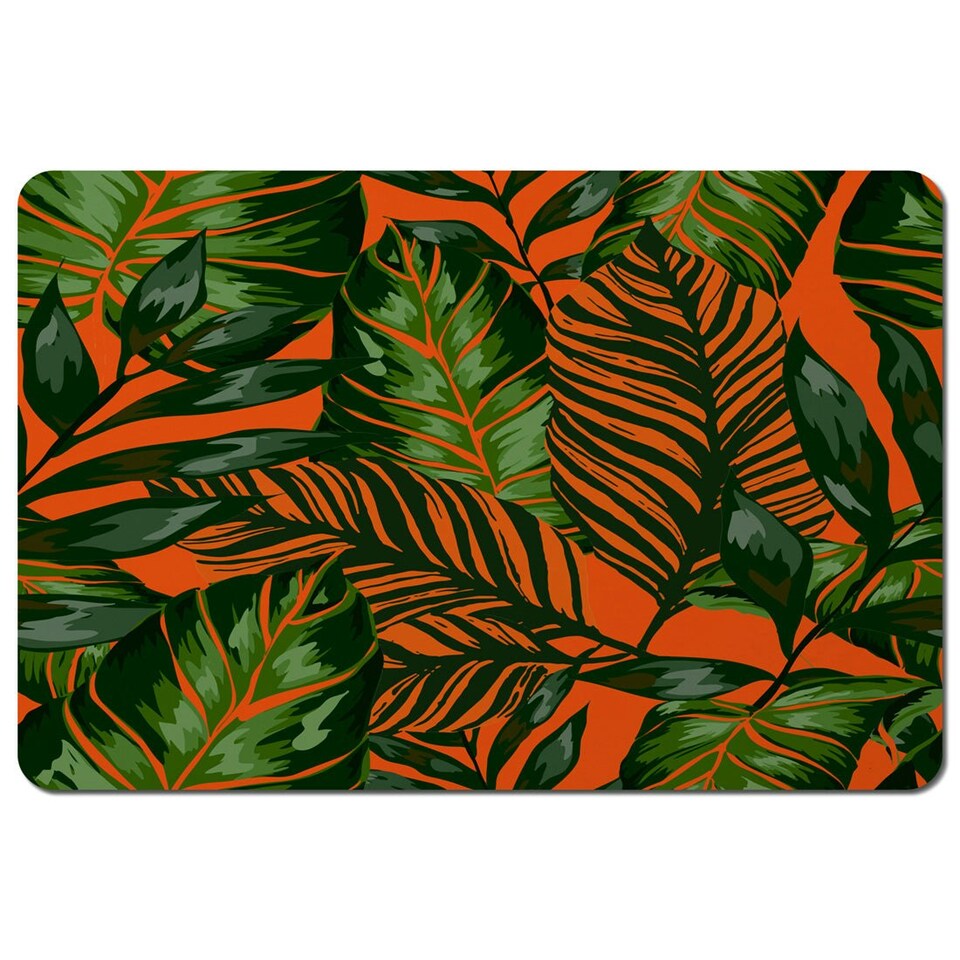 image 1 of Green Tropical Leaves on Orange (Placemat)