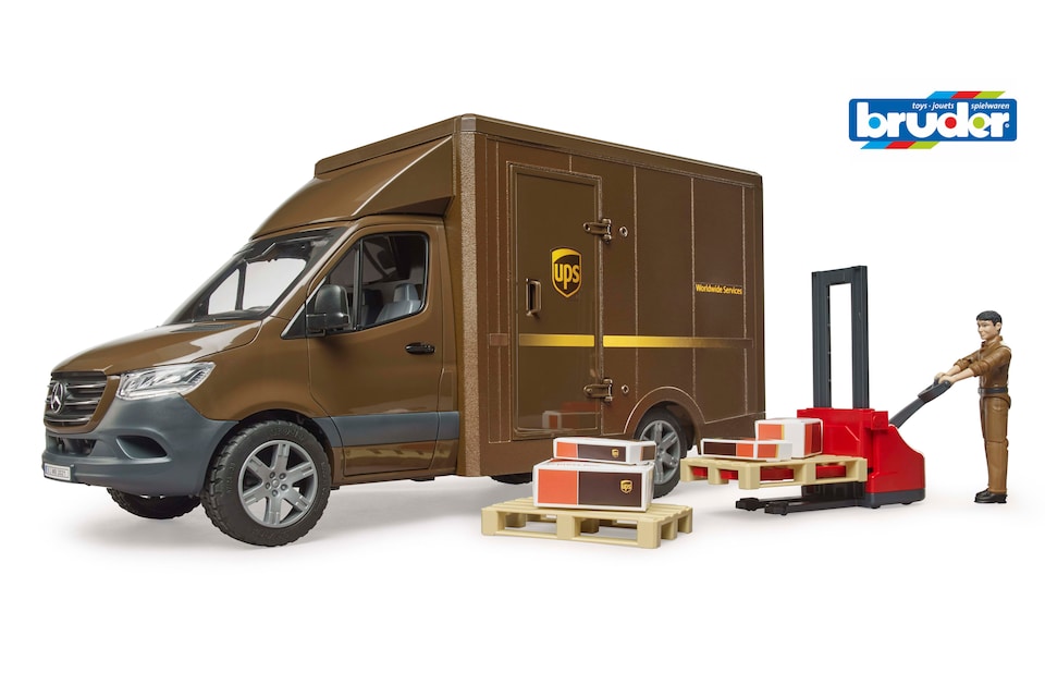 image 1 of Bruder MB Sprinter UPS with driver and accessories Delivery Vehicle Playset