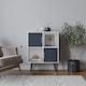 image 2 of White 4-Cube Storage Unit with 2 Metal Handle Doors and Legs | Grey | Grey & Black | 1