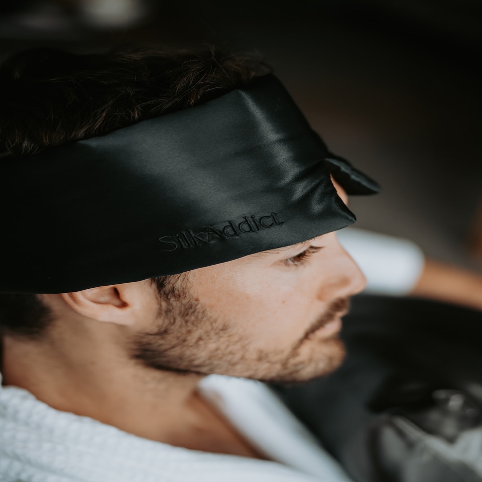 image 1 of Silk Addict 100% Mulberry Silk Sleep Mask – Black | Black | 1