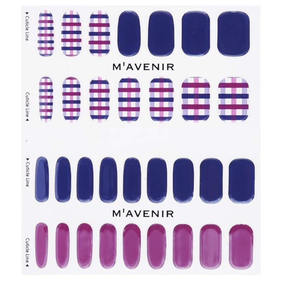 image 1 of Nail Sticker (patterned) - # Gingham Check With Purple Nail - 32pcs Purple