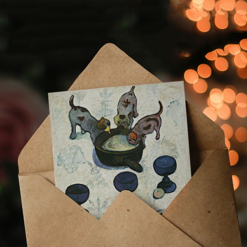 image 1 of Paul Gauguin Art Card Still Life with Three Puppies