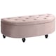image 1 of HOMCOM Semi-Circle Ottoman Storage Bench, Bed End Bench, Tufted Upholstered Window Seat Footrest Stool with Rubberwood Legs for Bedroom & Entryway, 120 x 46 x 42 cm, Pink