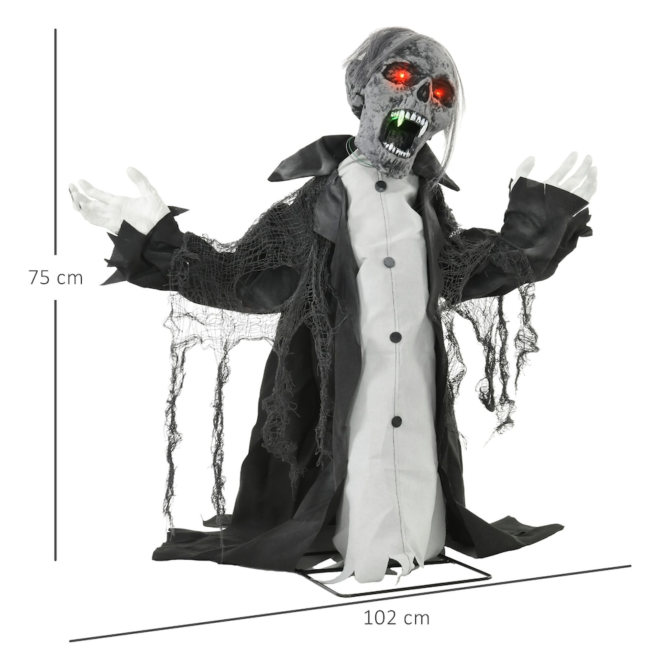image 1 of HOMCOM Voice Activated Halloween Animatronics Skeleton, Battery Operated