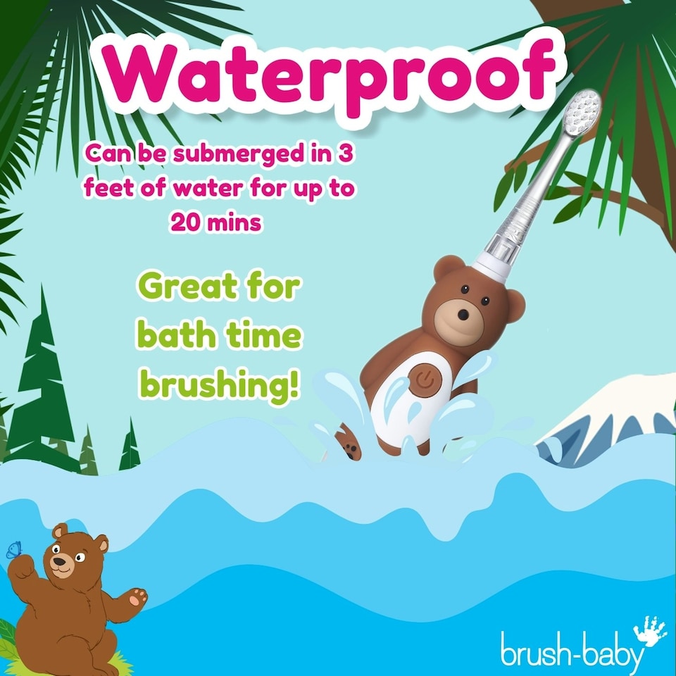 image 1 of Brush Baby WildOnes™ Bear Kids Electric Rechargeable Toothbrush
