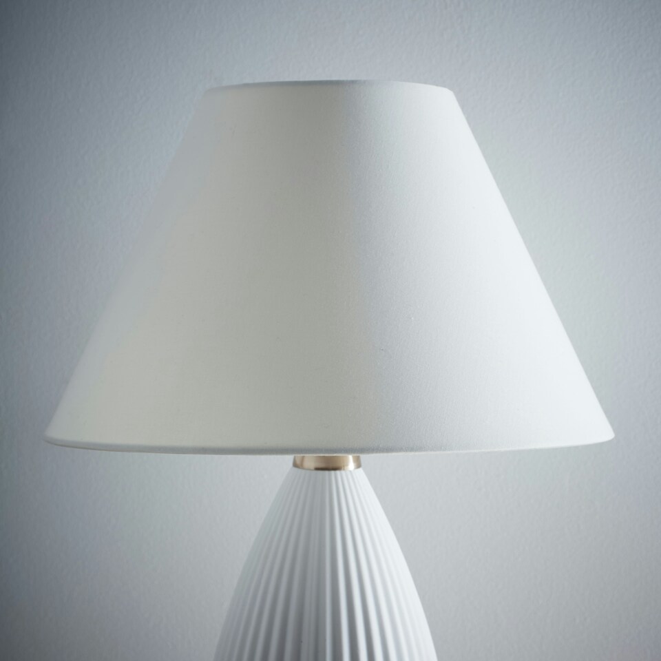 image 1 of 14“ Linen Coolie shade in Cream Cream