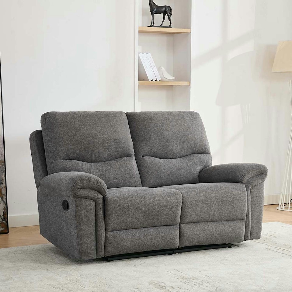 image 1 of Fosse 2 Seater Manual Recliner Sofa Grey | Dark Grey