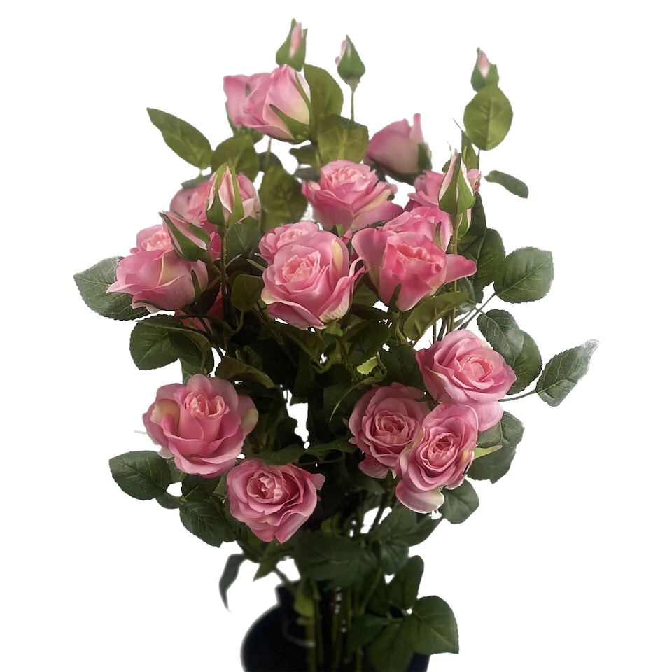 image 1 of Artificial Flowers Rose Bush Potted Deluxe Highly Realistic