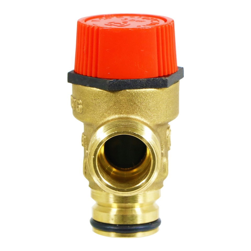 image 1 of SPARES2GO Pressure Relief Safety Valve for Baxi Boiler 3 Bar 1/2" BSP Male x Push Fit Brass PRV