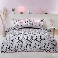 Dalmation Polycotton Reversible Duvet Cover Set with Pillowcase | Black | King