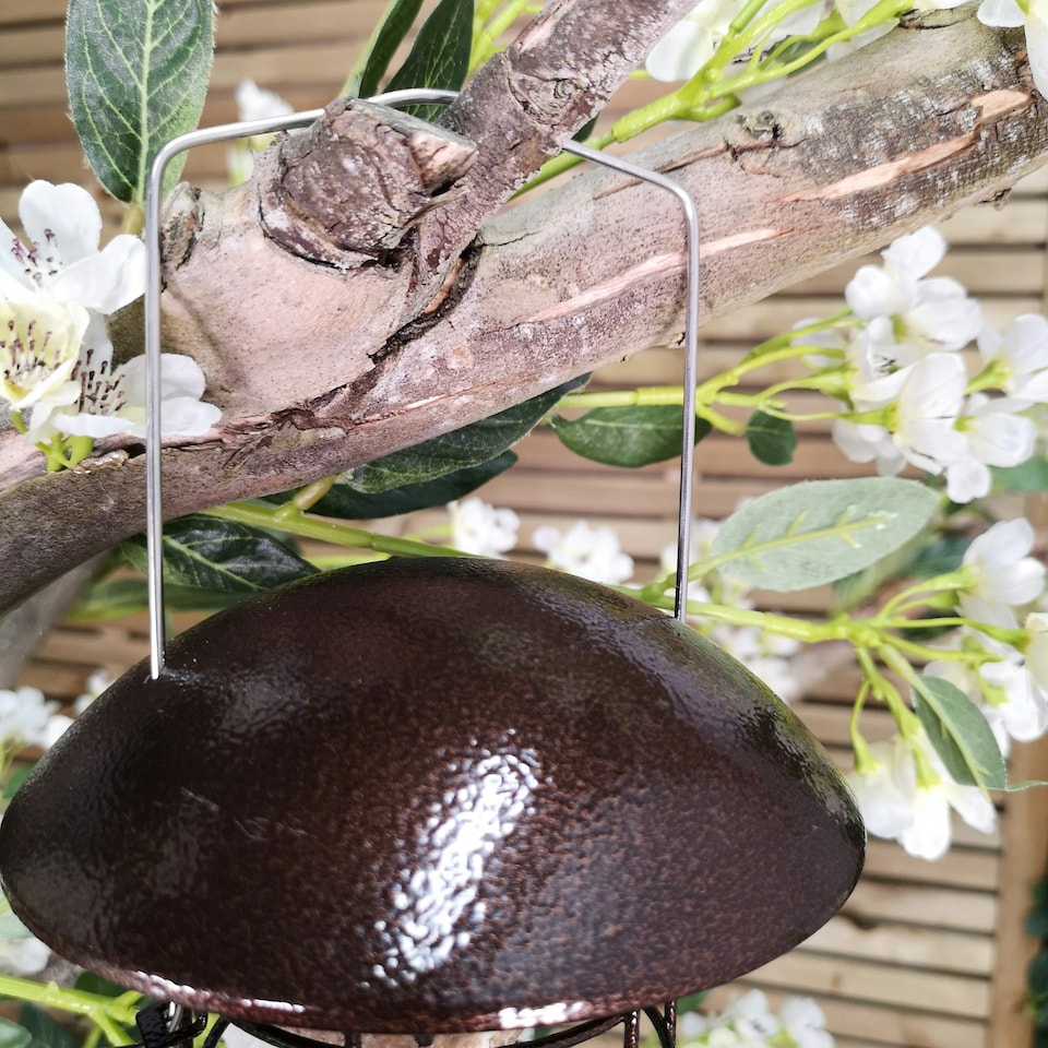 image 1 of Giant Heavy Duty Flick Top Garden Wild Bird Hanging Copper Effect Metal Fat Ball Feeder