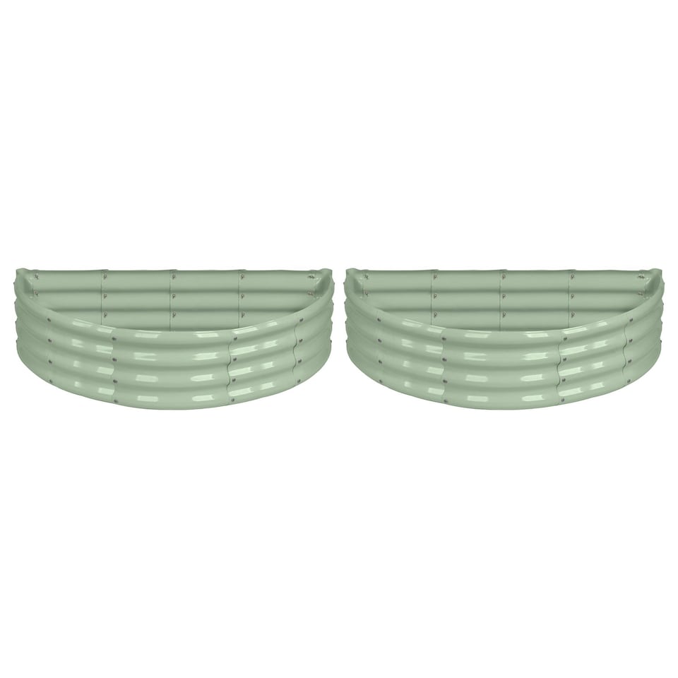 image 1 of Harbour Housewares Semicircular Galvanised Steel Raised Garden Beds - 120cm x 60cm - Green - Pack of 2 | Green | Green