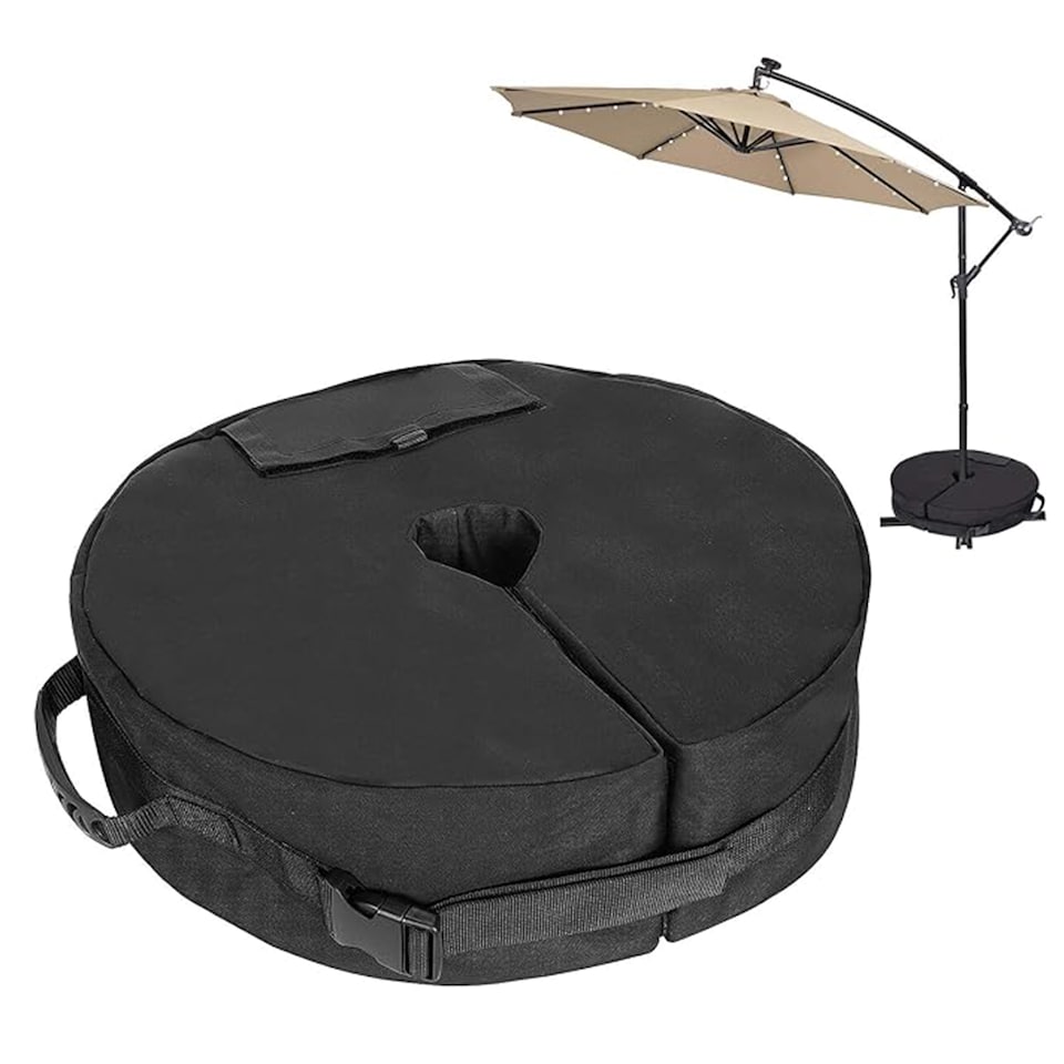 image 1 of 40kg Black Heavy Duty Round Garden Patio Parasol Umbrella Refillable Base Weight Bag