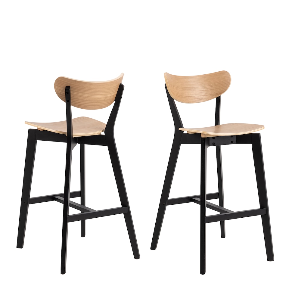 image 1 of Roxby Bar Table Included 4 Roxby Bar Stool, Black and Oak