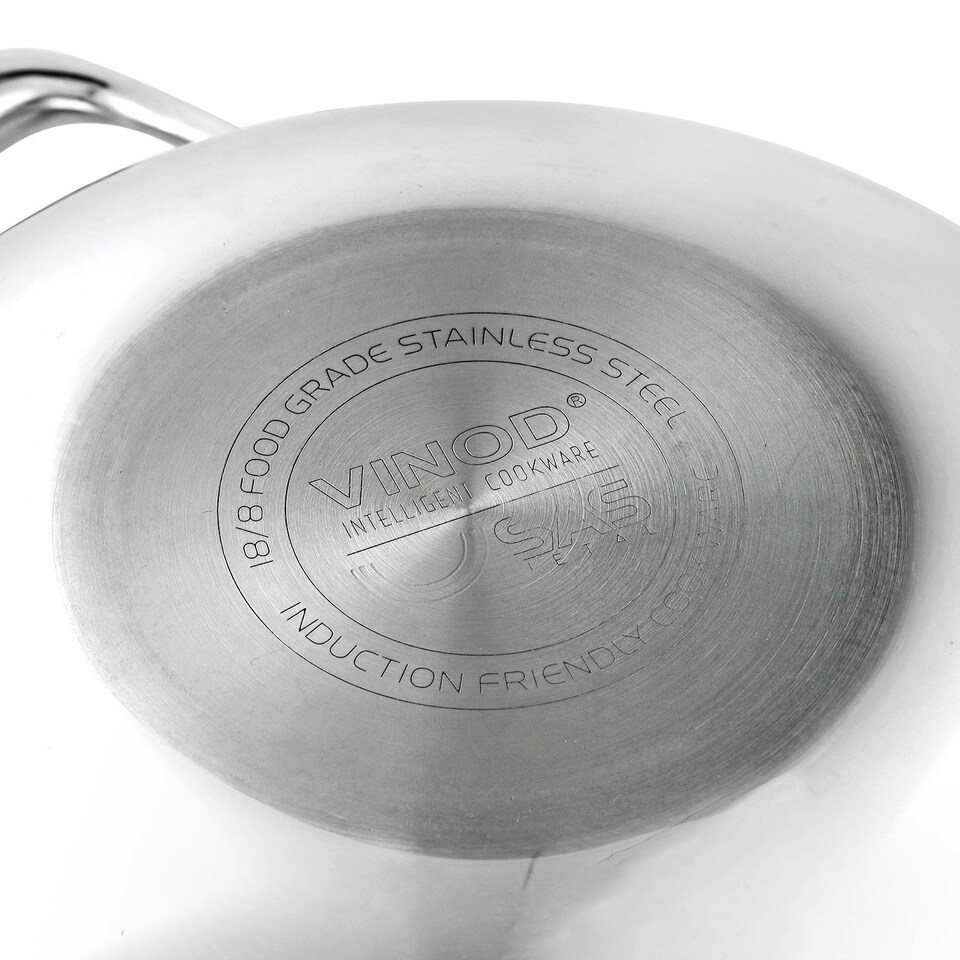 image 1 of Vinod Platinum Triply Stainless Steel Kadai with Lid 22 cm - 1.8 litre