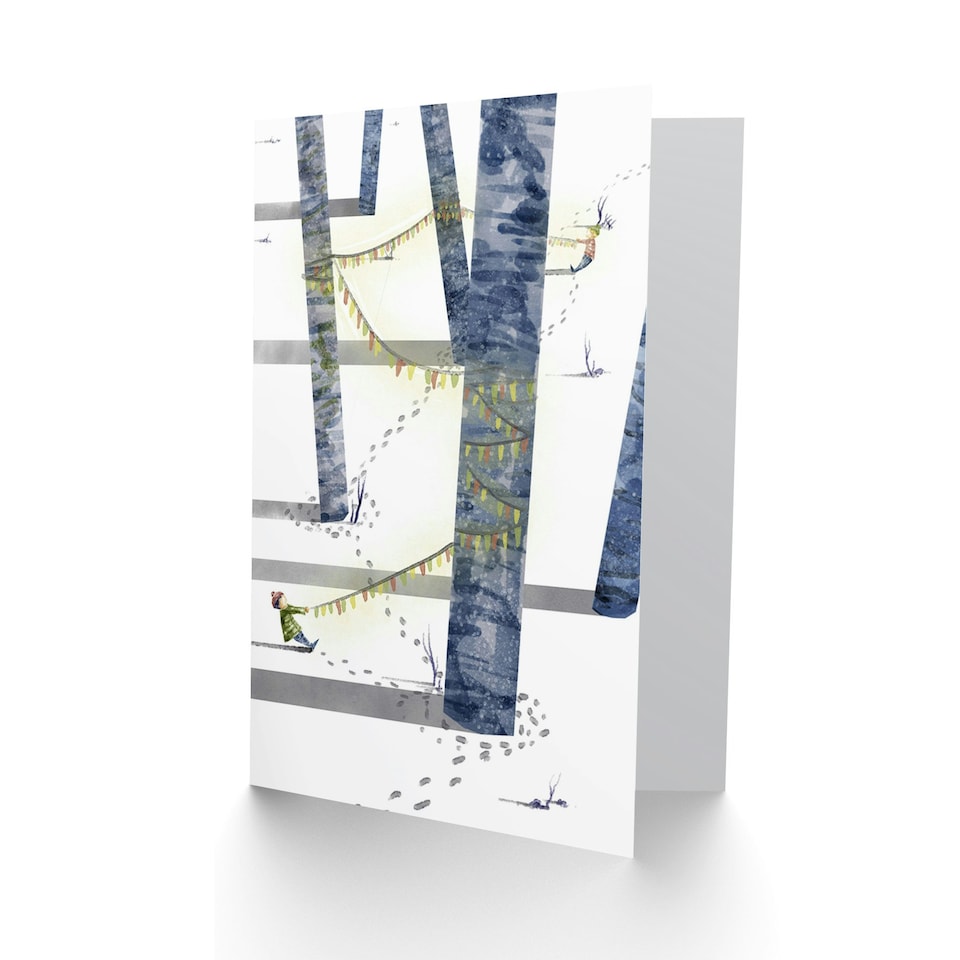 image 1 of Winter Tree Fairy Lights Tug War Christmas Card
