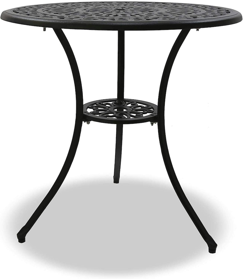image 1 of Centurion Supports POSITANO Luxurious Garden and Patio Table and 4 Large Chairs with Armrests Cast Aluminium Bistro Set - Black