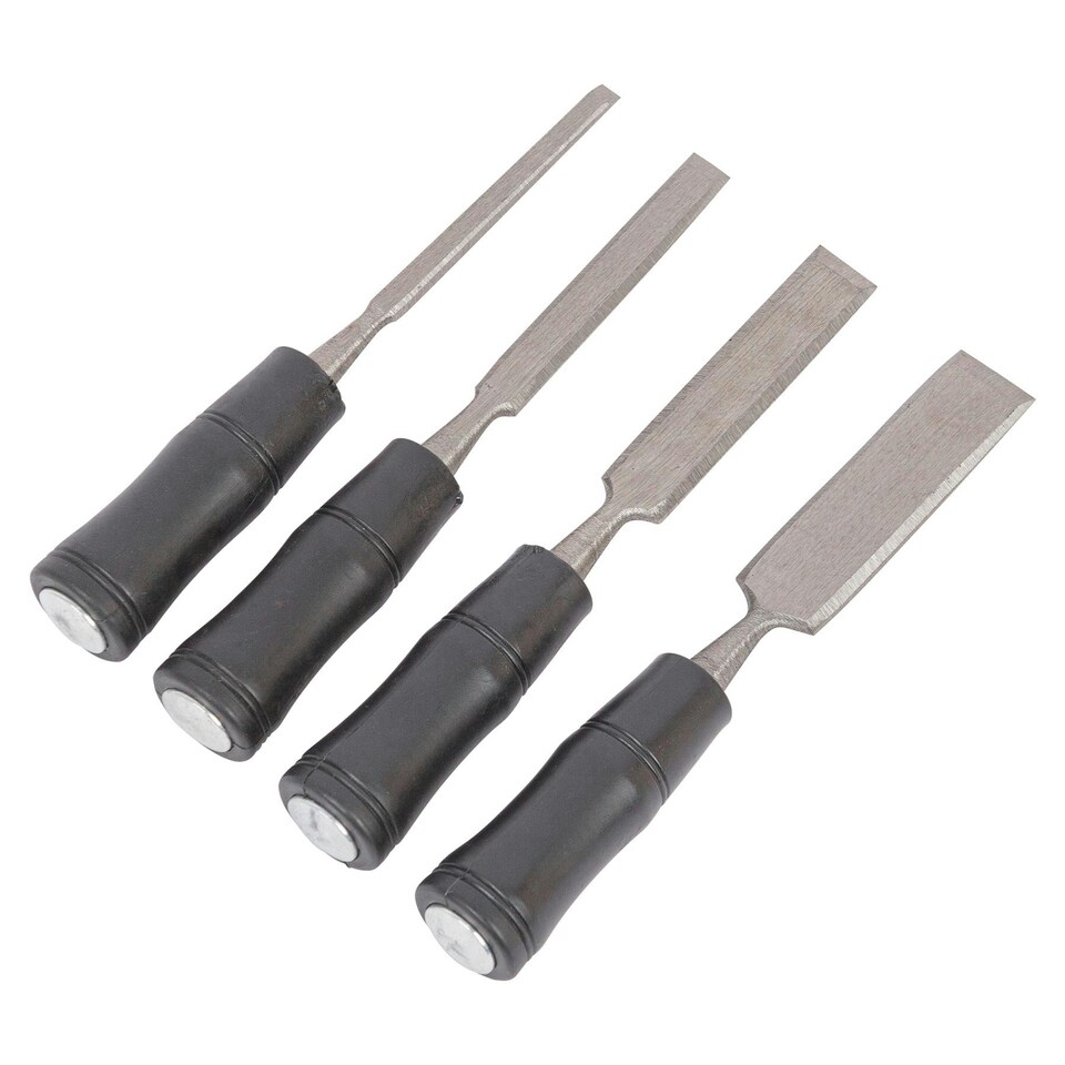 image 1 of Blackspur 4pc Carbon Steel Firmer Chisel Set - Black