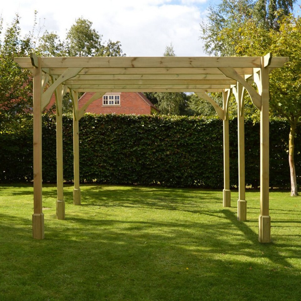 image 1 of Premium Pergola 6 Posts - Wood - L360 x W420 x H270 cm - Light Green