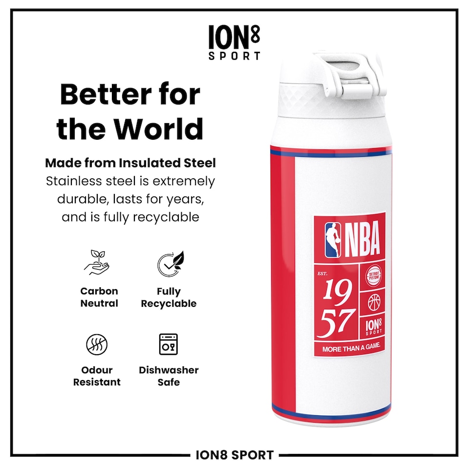 image 1 of NBA x Sport, Insulated Bottle, NBA GameDay, 750ml (24oz) | White | NBA GameDay Detroit Pistons | One Size