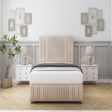 Sloomy Kingsley Sand Naples Divan Bed With Mattress 2 Drawers Footend With 26" Strutted Headboard & 12" Matching Footboard 4'6 Double | Cream | Sand | Double | 1
