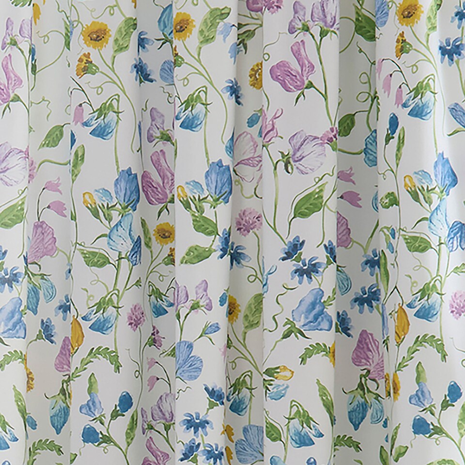 image 1 of D & D Sweetpea Floral Pencil Pleat Curtains Lilac