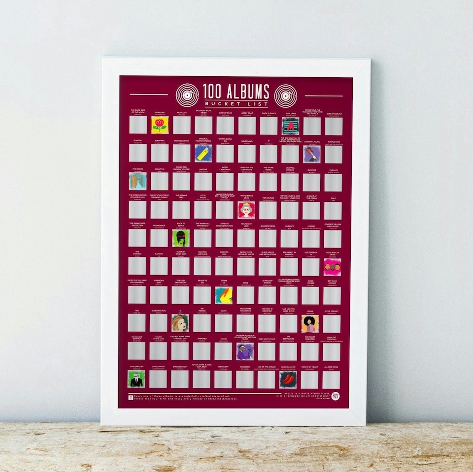 image 1 of Gift Republic 100 Albums Bucket List Scratch Poster