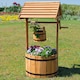 image 1 of Wooden Wishing Well Garden Planter Plant Box Flowerpot Ornament Patio Display