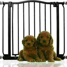 Bettacare Curved Top Dog Gate, 71cm - 80cm, Matt Black, Pressure Fit Pet Gate for Dog and Puppy, Pet and Dog Barrier