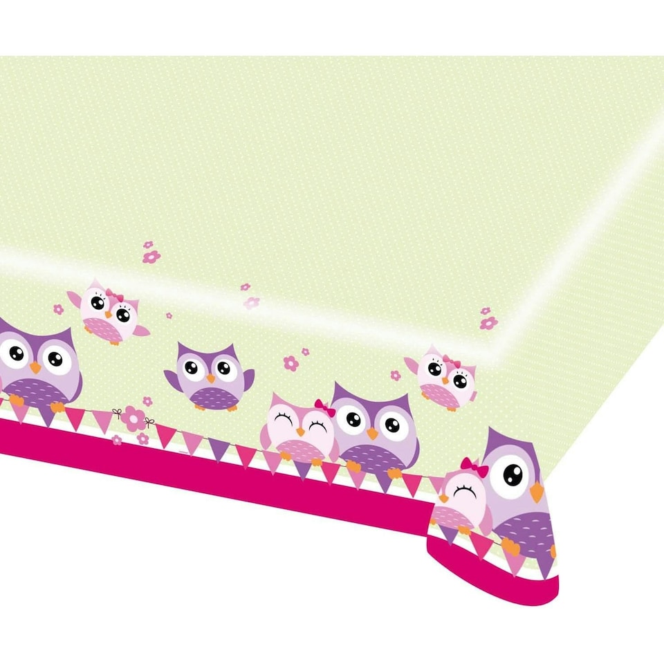 Amscan Plastic Owl Party Table Cover - Cream/Pink/Purple - One Size