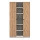 image 2 of Norway Tall  Triple 2 Door Open Shelf Wardrobe in Gold Craft Oak & Kashmir (Ready Assembled) | Brown | Gold Craft Oak & Kashmir