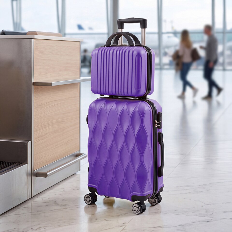 image 1 of Living and Home 2-Piece Hard Shell Suitcase Set - Purple 20" & 14"