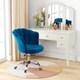image 3 of COSTWAY Adjustable Upholstered Velvet Armchair w/Wheels Blue Blue