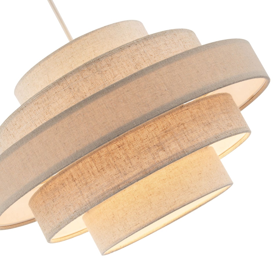 image 1 of Five Tier Pendant Lighting Shade with Natural Oatmeal and Beige Linen | Cream | Beige | 1