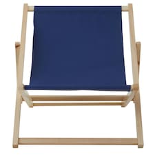Essentials by Premier Blue Deck Chair, Water-resistant Small Outdoor Deck Chair, Built Last Lawn Chair, Foldable Wooden Deck Chair