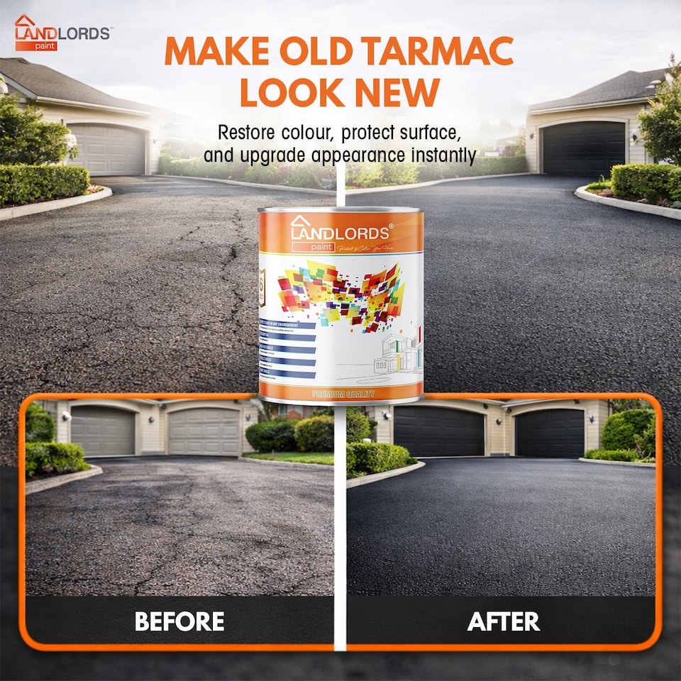 image 1 of Landlords Paint - Tarmac Paint - Restores, Revivies & Protects Driveways & Paths - Black - 5L