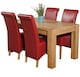 image 1 of Kuba 150 x 85cm Chunky Medium Oak Dining Table and 4 Montana Leather Chairs | Red | Red