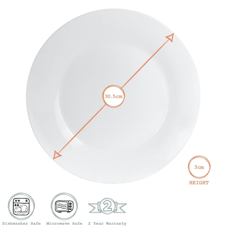image 1 of Argon Tableware Classic White Dinner Plates - 30cm - Pack of 6 White