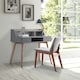 image 2 of Teamson Home Creativo 40in Modern Wooden Writing Desk with Storage, Grey/Natural