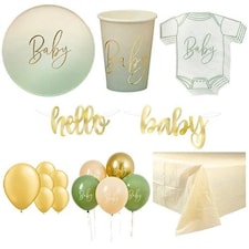 Sage Green Ombre Baby 16 Person Deluxe Party Pack