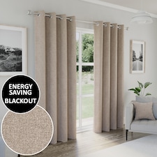Enhanced Living Austin 100% Blackout, Thermal Natural Curtains with Eyelet Header (PAIR) - 46x54 inch (117x137cm)
