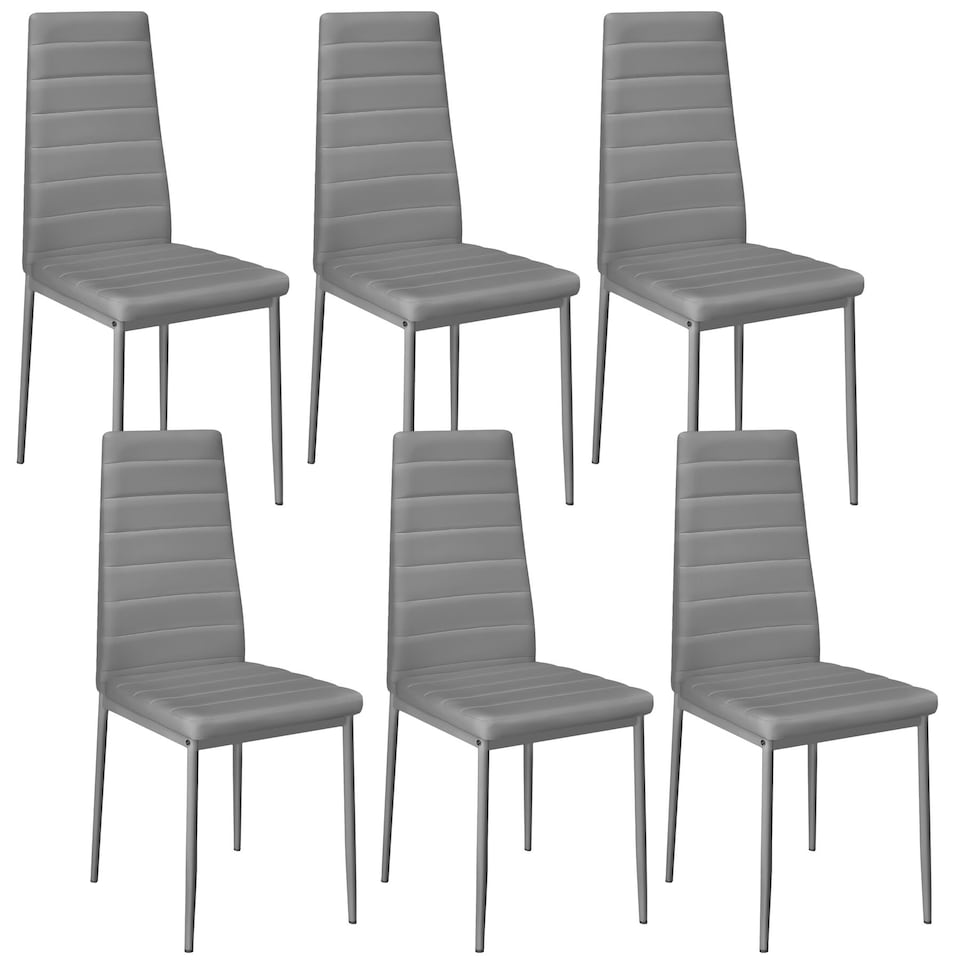 image 1 of Dining Chairs - high backrest, padded, synthetic leather | Grey | grey | 6
