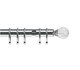 image 1 of 35mm Fixed Length Metal Curtain Pole Set Chrome Segmented Ball Finial 320cm | Silver | Silver