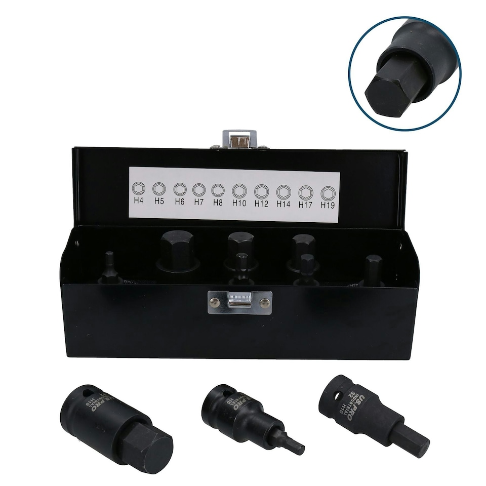 image 1 of 1/2in Impact Torx Star Allen Hex Key Sockets Shallow + Deep 4 - 19mm T20 - T70