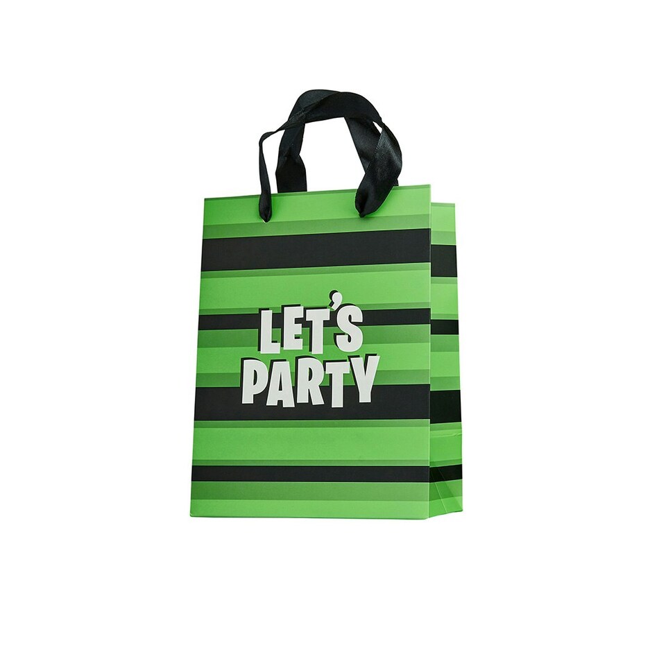 image 1 of Striped 'Lets Party' Party Bags - Pack of 5