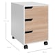 image 7 of MDF Mobile File Cabinet w/ 3 Drawers Locking Wheels Metal Rails Oak Tone White