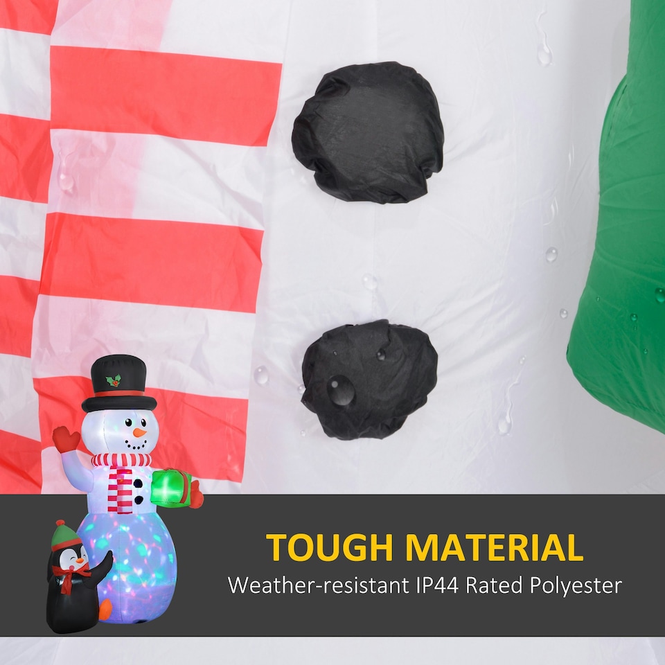 image 1 of Outsunny 8FT Inflatable Snowman Holding Gift Box w/ Penguin and LED Lights