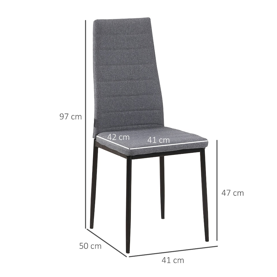 image 1 of HOMCOM Dining Chairs Upholstered Fabric Accent Chairs with Metal Legs, Set of 4