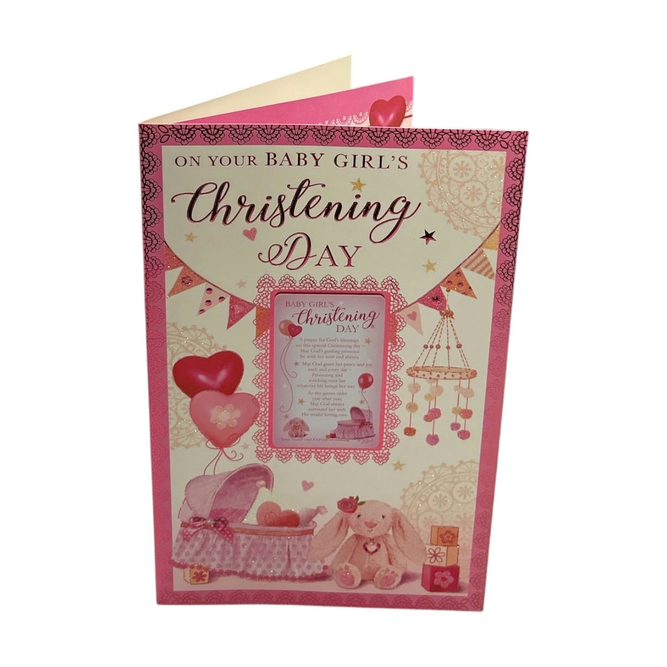 image 1 of On Your Baby Girl's Christening Day Keepsake Treasures Greeting Card